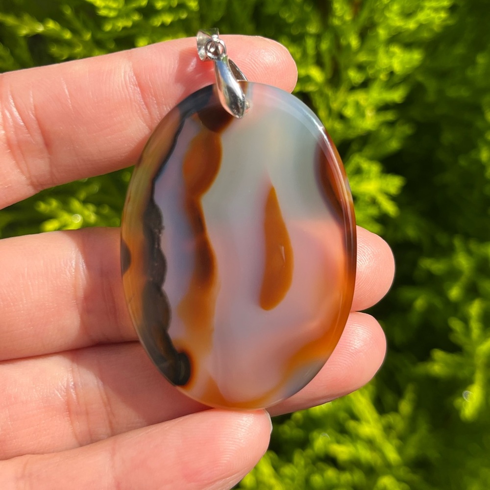 Sterling silver beautiful‎ sky scene landscape agate - Picture 4 of 7
